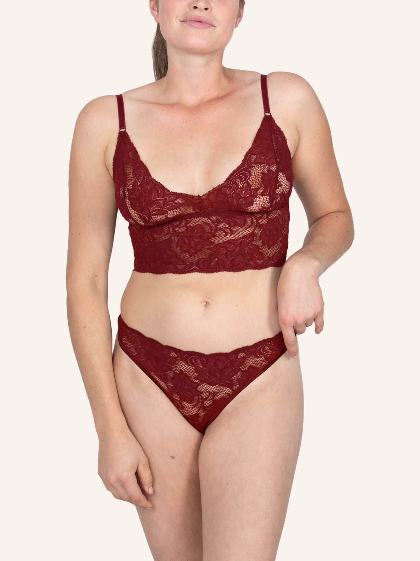 Emilia String Spitze weinrot 46